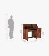 Nettile Sheesham Wood Computer Table Cum Shelf with Storage and Keyboard Tray (Honey Finish) - Image 4