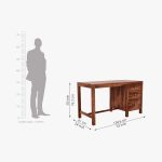 Slater Study Table With Three Drawers (Honey Finish) - Image 4
