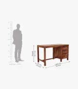 Clater Sheesham Wood Computer Table with Drawer Storage (Honey Finish) - Image 4