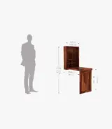 Volger Sheesham Wood Foldable Wall Mounted Table with Storage (Honey Finish) - Image 4