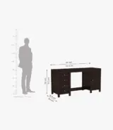 Bransom Sheesham Wood Computer Table with Four Drawers and Cabinet (Walnut Finish) - Image 4