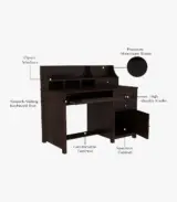 Nettile Sheesham Wood Computer Table Cum Shelf with Storage and Keyboard Tray (Walnut Finish) - Image 4