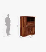 Amastel Sheesham Wood Computer Table Cum Bookshelf with Storage (Honey Finish) - Image 4