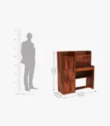 Canady Sheesham Wood Computer Table with Three Cabinets and Open Shelves (Honey Finish) - Image 4