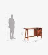 Elvina Sheesham Wood Computer Table with Drawer Storage (Honey Finish) - Image 4