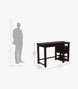 Bilgraham Sheesham Wood Study Cum Drafting Table with Drawer and Open Shelves (Walnut Finish) - Image 4