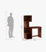 Zenerca Sheesham Wood Study Table with Keyboard Tray and Open Bookshelf (Honey Finish) - Image 4