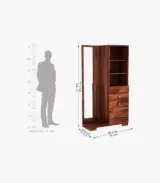 Cyonader Sheesham Wood Dressing Table with Storage (Honey Finish) - Image 4
