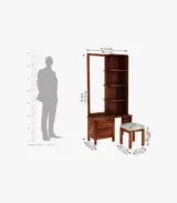 Edmina Sheesham Wood Dressing Table with Storage Drawer and Cushioned Seating Stool (Honey Finish) - Image 4