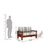 Quartyz Sheesham Wood 2 Seater Sofa Set (Honey Finish) - Image 4