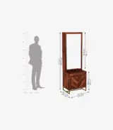 Jelt Sheesham Wood Dressing Table with Drawer and Box Storage (Honey Finish) - Image 4