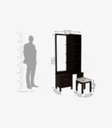 Edmina Sheesham Wood Dressing Table with Storage Drawer and Cushioned Seating Stool (Walnut Finish) - Image 4