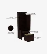 Arolph Sheesham Wood Dressing Table with Storage Cushioned Seating Stool (Walnut Finish) - Image 4