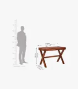 Poppoy Sheesham Wood Computer Table with Keyboard Tray (Honey Finish) - Image 4