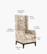Johan Sheesham Wood  Frame with Cushioned Velvet Seating Lounge Chair (Magnolia Beige with Walnut Finish) - Image 4