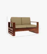 Wonster Sheesham Wood 2 Seater Sofa Set (Honey Finish) - Image 4