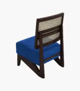 Tyrence Sheesham Wood Frame with Cushioned Velvet Seating Lounge Chair (Indigo Blue with Walnut Finish) - Image 4
