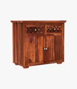 Clambrey Mini Sheesham wood Sideboard and Cabinet (Honey Finish) - Image 4