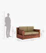 Merriott Sheesham Wood 2 Seater Sofa Set (Honey Finish) - Image 4