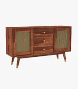 Oriana Sheesham Wood with Cane Craft Cabinet and Sideboard (Honey Finish) - Image 3