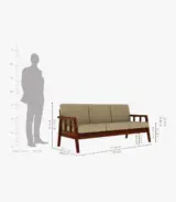 Bambit Sheesham Wood Sofa Set with 3+1+1 Seating (Honey Finish) - Image 3