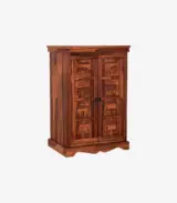 Embross Sheesham Wood Small Sideboard and Cabinet (Honey Finish) - Image 3