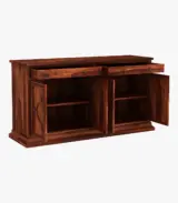 Celton Sheesham Wood Sideboard and Cabinets Two Drawers (Honey Finish) - Image 4