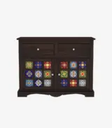 Roko Sheesham Wood Sideboard and Cabinet with Two Drawers (Walnut Finish) - Image 4
