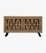 Zylo Sheesham Wood Cabinet with 4 Doors (Natural Finish) - Image 4