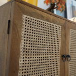 Rubin 4 Door Mango Wood & Cane Door Cabinets and Sideboard - Image 4