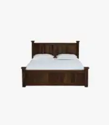 Lordenzo Sheesham Wood Queen Size Bed with Drawer Storage (Teak Finish) - Image 4