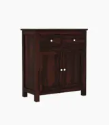 Clovid Sheesham Wood Cabinet with Two Drawers (Walnut Finish) - Image 4