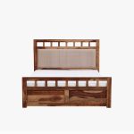 Alyano Sheesham Wood Queen Size Bed without Storage (Rustic Teak Finish) - Image 4
