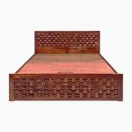 Jolieta Sheesham Wood Queen Size Bed with Hydraulic Box Storage (Honey Finish) - Image 4