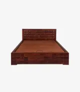 Vector Sheesham Wood Queen Size Bed with Hydraulic Box Storage (Provincial Teak Finish) - Image 4