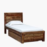 Sougur Sheesham Wood Single Bed In Rustic teak Finish With Drawer Storage - Image 4