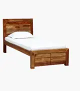 Sougur Sheesham Wood Single Bed without Storage (Rustic teak Finish) - Image 4