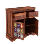 Roko Sheesham Wood Sideboard and Cabinet with Two Drawers (Honey Finish) - Image 5