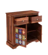 Roko Sheesham Wood Sideboard and Cabinet with Two Drawers (Honey Finish) - Image 5