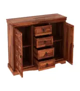 Embross Sheesham Wood Sideboard and Cabinet (Honey Finish) - Image 5