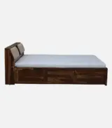 Wedolf Sheesham Wood King Size Bed with Box Storage (Rustic Teak Finish) - Image 3