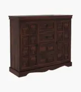 Embross Sheesham Wood Sideboard and Cabinet (Walnut Finish) - Image 5