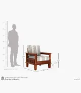 Quartyz Sheesham Wood Sofa Set with 3+1+1 Seating (Honey Finish) - Image 5