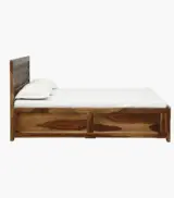 Turon Sheesham Wood Queen Size Bed with Hydraulic Box Storage (Provincial Teak Finish) - Image 5