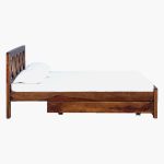 Kryss Sheesham Wood Queen Size Bed In Scratch Resistant Provincial Teak Finish With Drawer Storage - Image 5