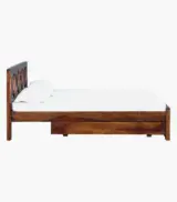 Krysys Sheesham Wood Queen Size Bed with Drawer Storage (Provincial Teak Finish) - Image 5
