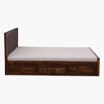 Baarn Sheesham Wood Queen Size Bed in Provincial Teak Finish With Box Storage - Image 5