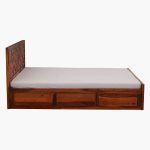 Bairon Sheesham Wood Queen Size Bed with Box Storage (Honey Oak Finish) - Image 4