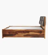 Ntopia Sheesham Wood Queen Size Bed with Hydraulic Box Storage (Natural Brown Finish) - Image 5