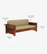 Meltro Sheesham Wood Sofa Set with 3+1+1 Seating (Honey Finish) - Image 5